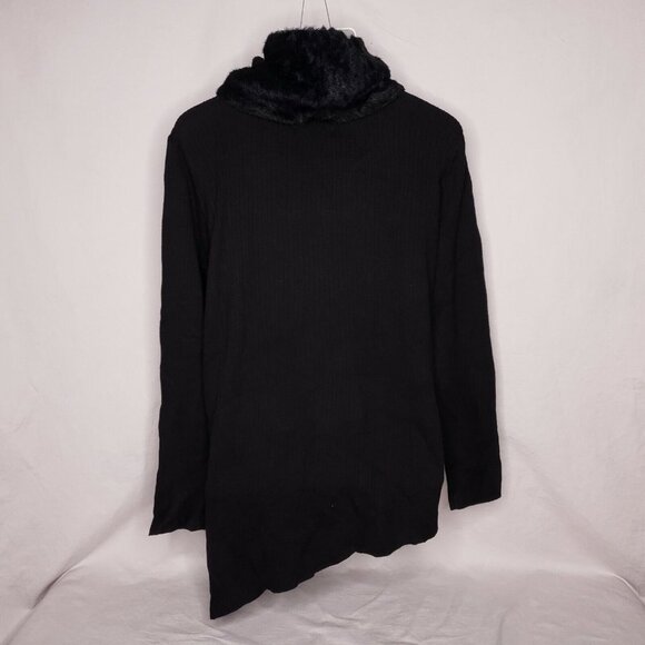 Apt. 9 Size XXL Asymmetrical Sweater Removable Plush Infinity Scarf Black Women - Picture 3 of 9